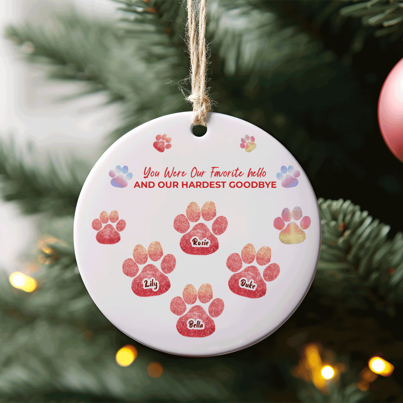 Personalized Ceramic Christmas Ornament - Family Portrait & Custom Names